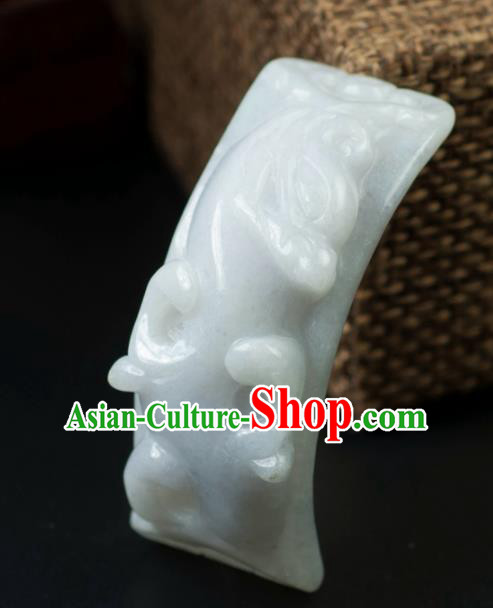 Chinese Traditional Jewelry Accessories Carving Jade Label Handmade Jadeite Pendant