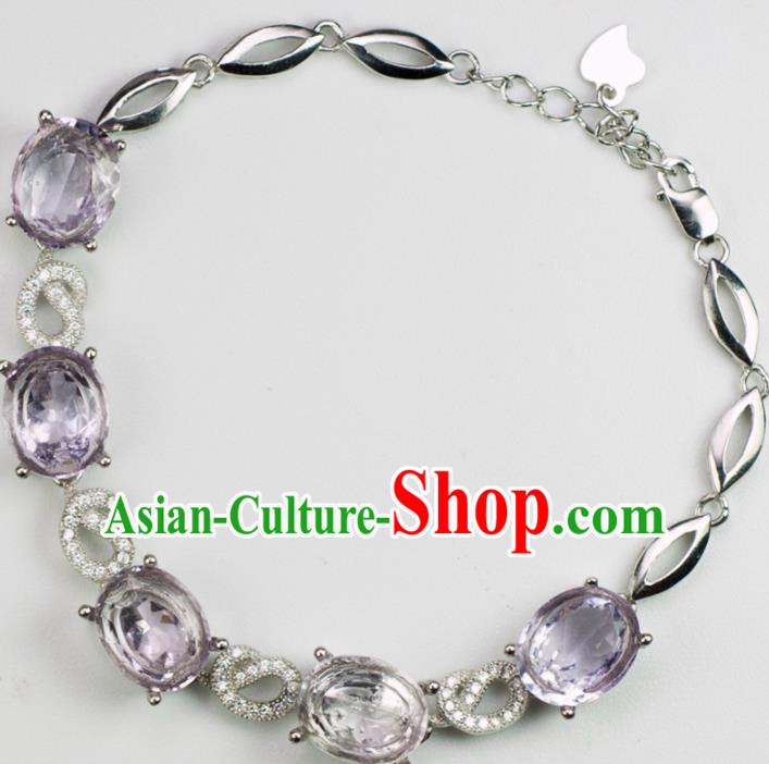 Chinese Traditional Jewelry Accessories Handmade Amethyst Bangle Ancient Hanfu Bracelet for Women