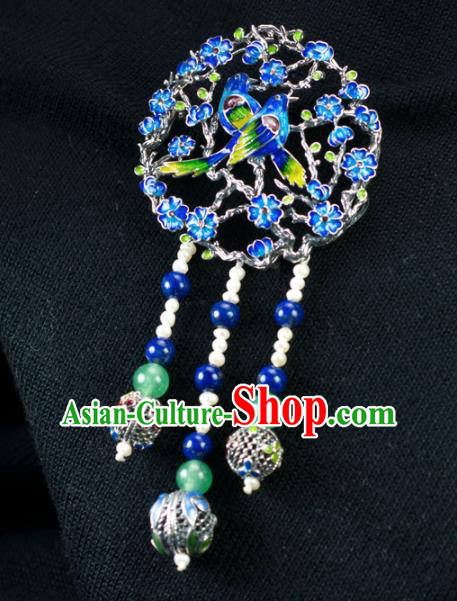 Chinese Traditional Jewelry Accessories Ancient Hanfu Blueing Plum Blossom Brooch for Women