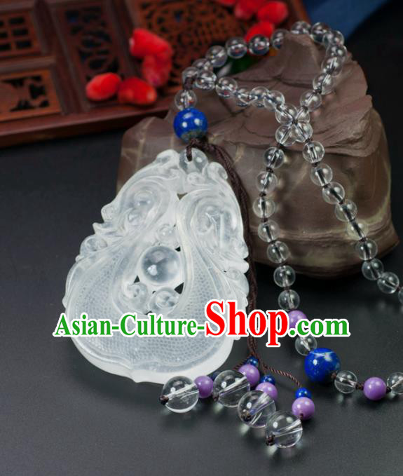 Chinese Traditional Jewelry Accessories Carving Dragon Jade Necklace Handmade Jadeite Pendant
