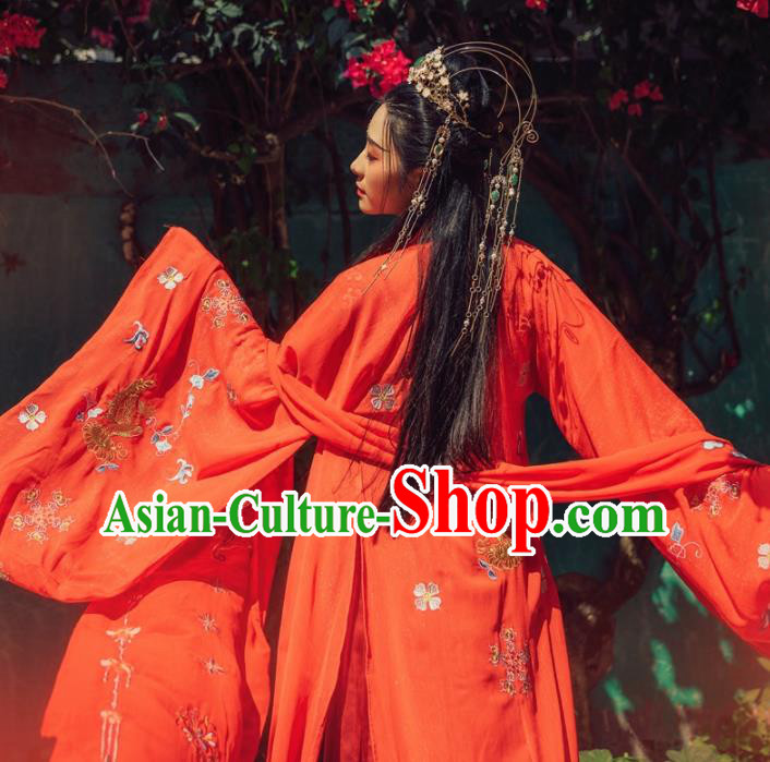 Chinese Ancient Palace Lady Hanfu Han Dynasty Imperial Concubine Queen Embroidered Historical Costumes