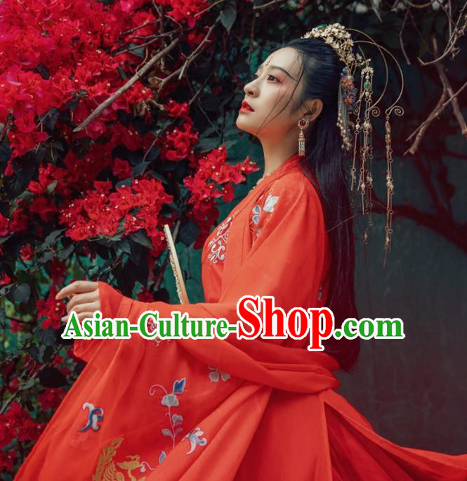 Chinese Ancient Palace Lady Hanfu Han Dynasty Imperial Concubine Queen Embroidered Historical Costumes