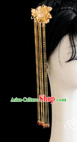 Chinese Classical Hair Accessories Traditional Ancient Hanfu Golden Flowers Hair Clip Hairpins for Women