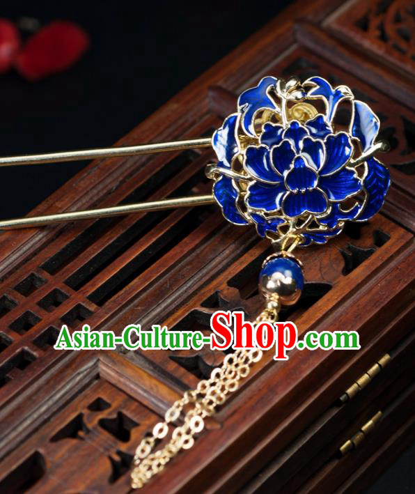Chinese Traditional Hanfu Cloisonne Lotus Hair Comb Hair Accessories Ancient Classical Hairpins for Women