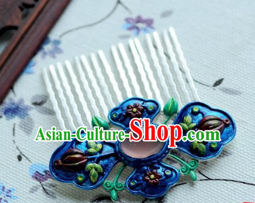 Chinese Traditional Blue Hair Comb Hair Accessories Ancient Palace Classical Hairpins for Women