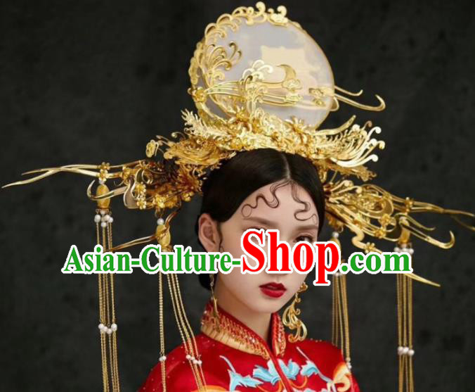 Chinese Traditional Palace Queen Phoenix Coronet Ancient Bride Wedding Hair Accessories Hairpins for Women