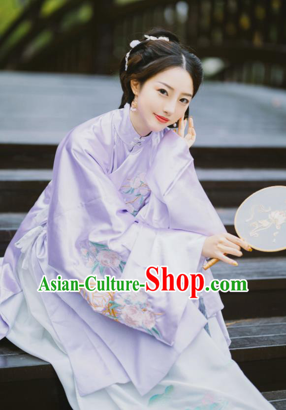 Chinese Ming Dynasty Palace Princess Purple Hanfu Dress Traditional Ancient Nobility Lady Embroidered Costumes for Women