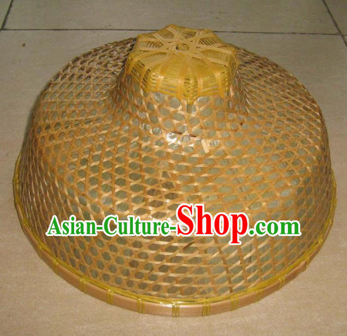 Chinese Traditional Straw Hat Handmade Craft Asian Fishing Bamboo Hat