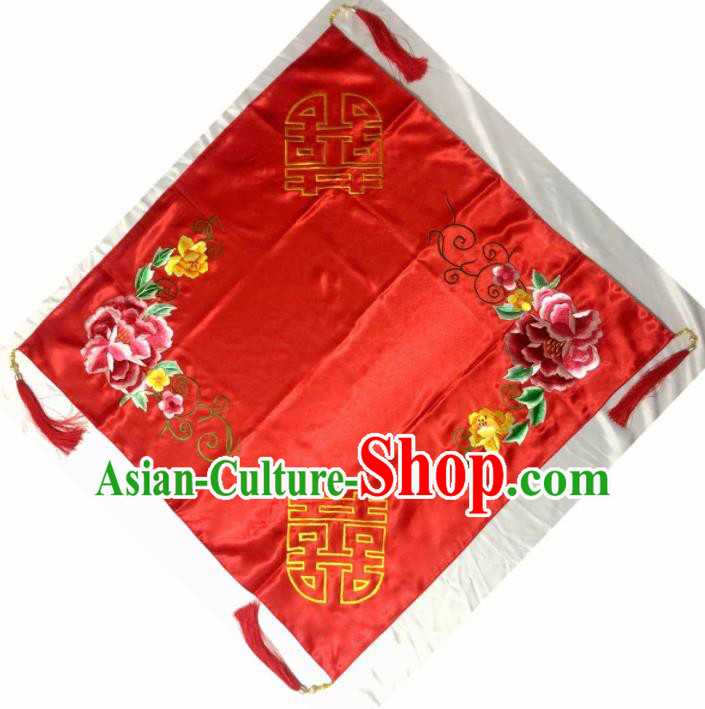 Chinese Traditional Wedding Supplies Red Veil Bride Headdress Red Curtain Ancient Costumes
