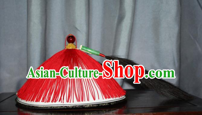 Chinese Traditional Ancient Minister Headdress Qing Dynasty Manchu Chancellor Hat for Men