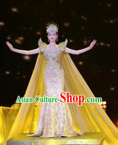 Top Grade Modern Dance Golden Dress Cosplay Goddess Costume for Women
