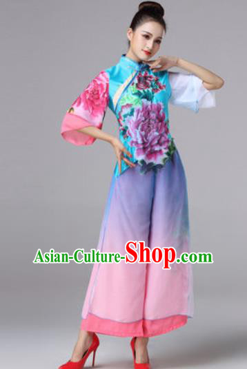 Chinese Classical Folk Dance Clothing Stage Performance Fan Dance Costumes for Women