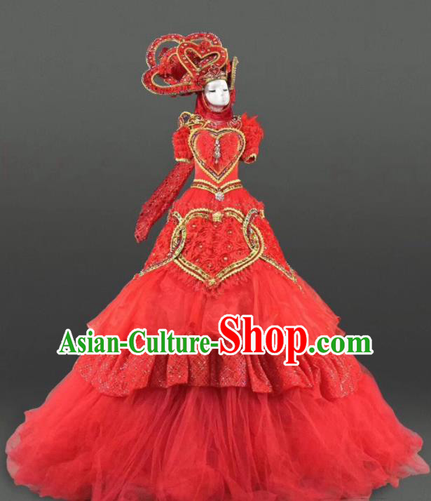 Top Grade Modern Dance Red Dress Ballroom Court Costume for Women