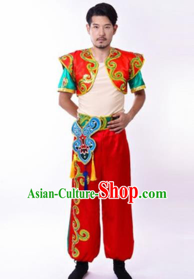 Chinese Traditional Folk Dance Costumes Yangko Dance Drum Dance Clothing for Men