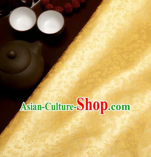 Chinese Traditional Yellow Brocade Classical Pattern Design Tang Suit Silk Fabric Material Satin Drapery