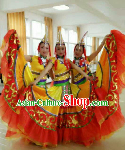 Traditional Chinese Fan Dance Folk Dance Costume Classical Yangko Dance Classical Dance Dress Minority Clothing