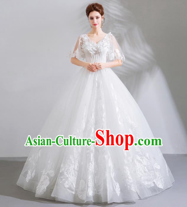 Top Grade Handmade Wedding Costumes Bride White Dress Princess Wedding Gown for Women