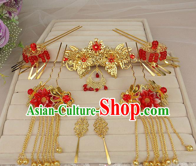 Chinese Traditional Xiuhe Suit Hair Accessories Tassel Step Shake Ancient Wedding Hairpins for Women