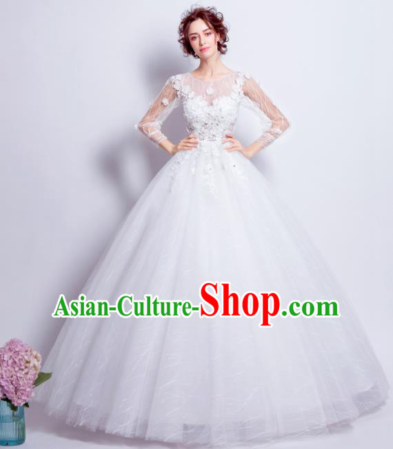 Top Grade Handmade Wedding Costumes Bride Veil Dress Princess Wedding Gown for Women