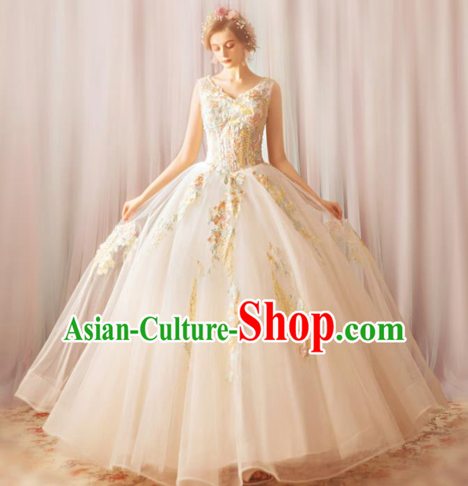 Top Grade Princess Fancy Wedding Dress Handmade Veil Wedding Gown for Women