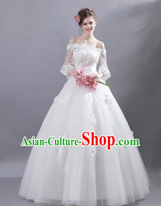 Top Grade Princess Wedding Dress Handmade Fancy Veil Wedding Gown for Women