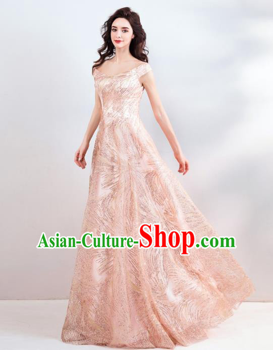 Top Grade Compere Costume Handmade Catwalks Bride Lilac Formal Dress for Women