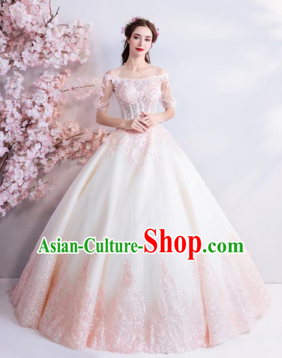 Top Grade Compere Costume Handmade Catwalks Bride Lilac Formal Dress for Women