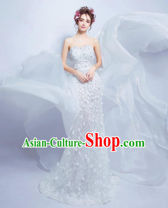 Top Grade Princess Strapless Wedding Dress Handmade Fancy Wedding Gown for Women