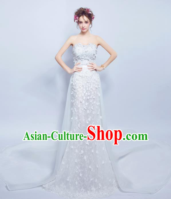 Top Grade Handmade Compere Costume Catwalks Veil Formal Dress for Women