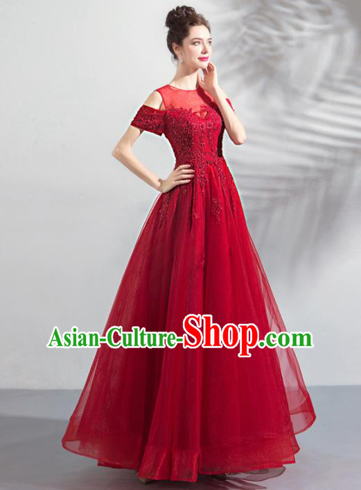 Top Grade Princess Wedding Dress Handmade Fancy Red Veil Wedding Gown for Women