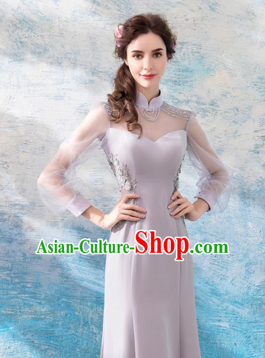 Top Grade Handmade Compere Costume Catwalks Veil Formal Dress for Women