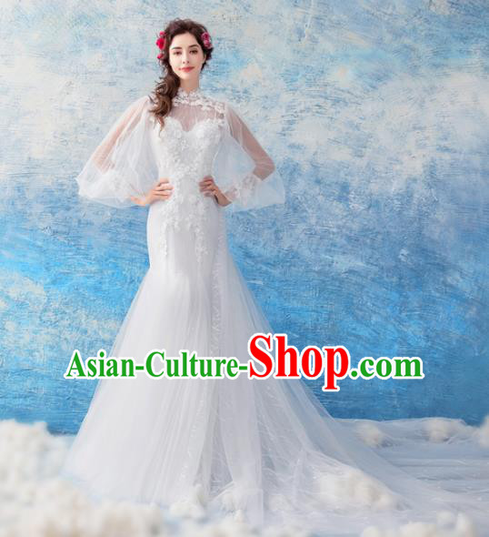 Handmade Princess Embroidered Mermaid Wedding Dress Fancy Wedding Gown for Women