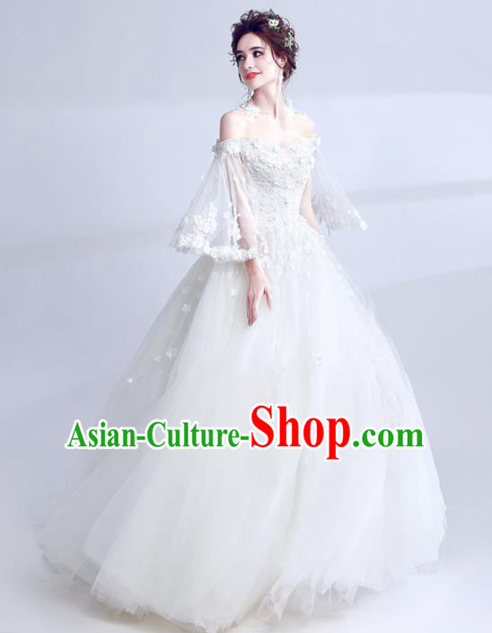 Handmade Princess Wedding Dress Top Grade Fancy Wedding Gown for Women