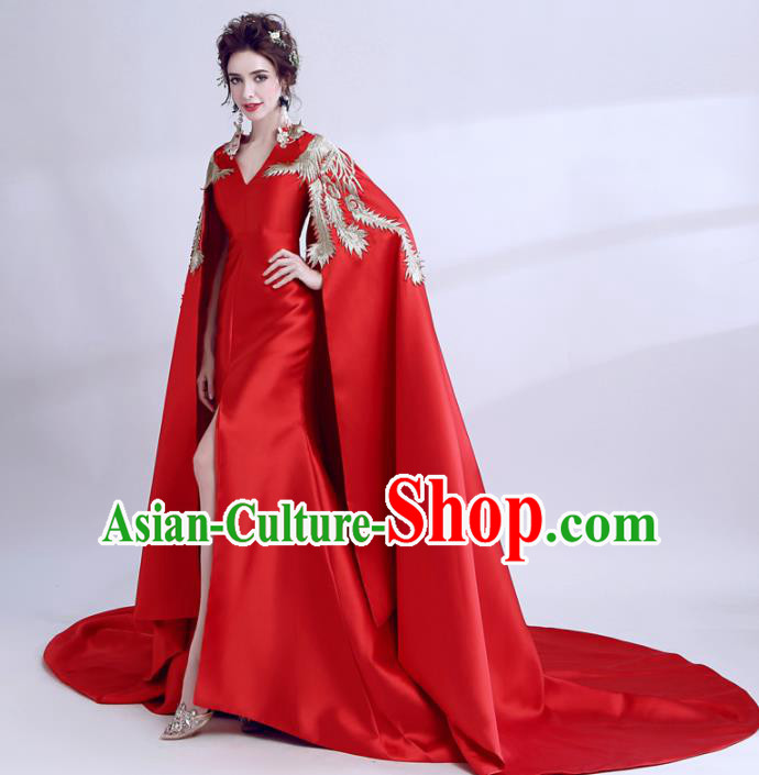Top Grade Purple Veil Evening Dress Compere Costume Handmade Catwalks Angel Full Dress for Women