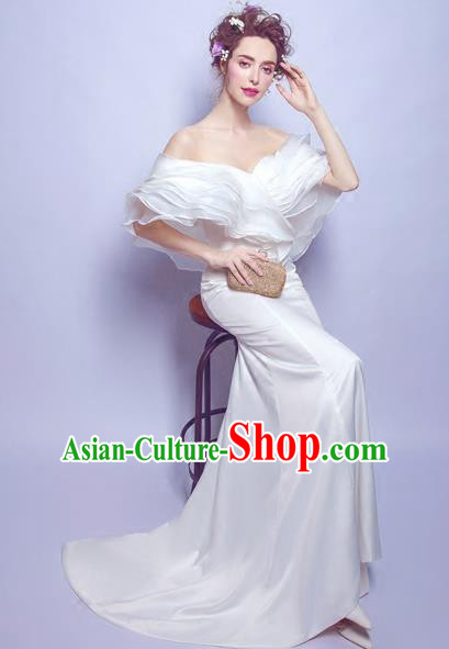 Handmade Bride White Wedding Dress Princess Costume Flowers Fairy Fancy Wedding Gown for Women