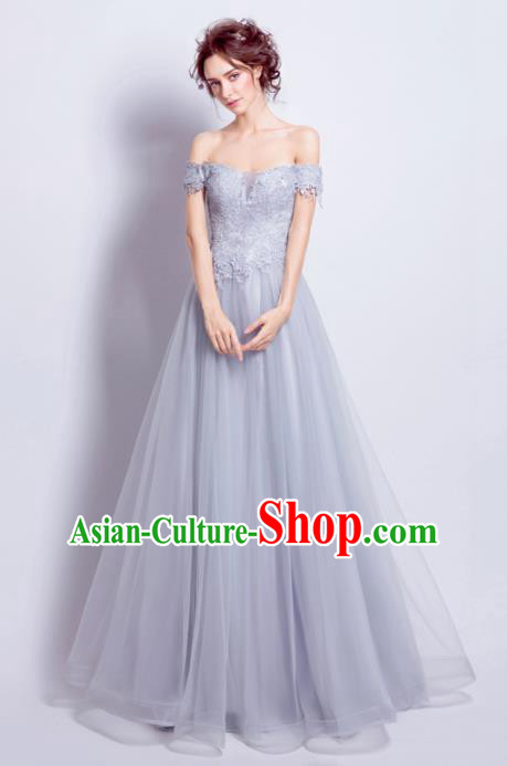 Handmade Bride Grey Veil Wedding Dress Princess Costume Flowers Fairy Fancy Wedding Gown for Women