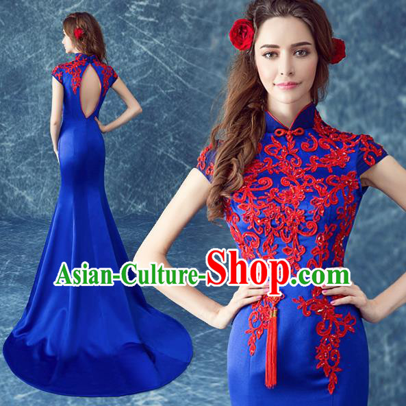 Top Grade Purple Veil Evening Dress Compere Costume Handmade Catwalks Angel Full Dress for Women