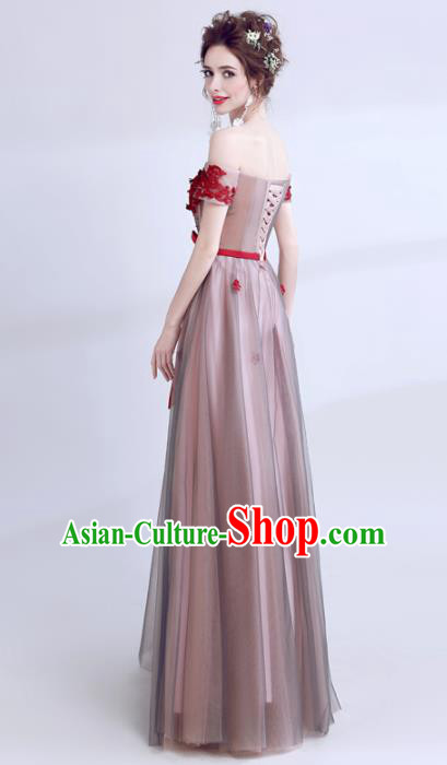 Top Grade Purple Veil Evening Dress Compere Costume Handmade Catwalks Angel Full Dress for Women