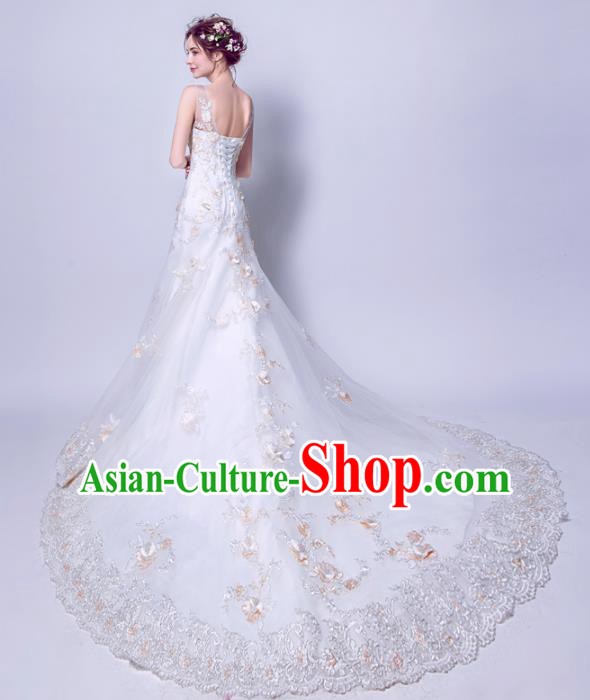 Top Grade Purple Veil Evening Dress Compere Costume Handmade Catwalks Angel Full Dress for Women