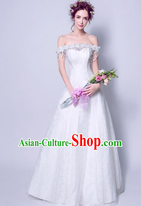 Handmade Bride Off Shoulder Wedding Dress Princess Costume Fancy Wedding Gown for Women
