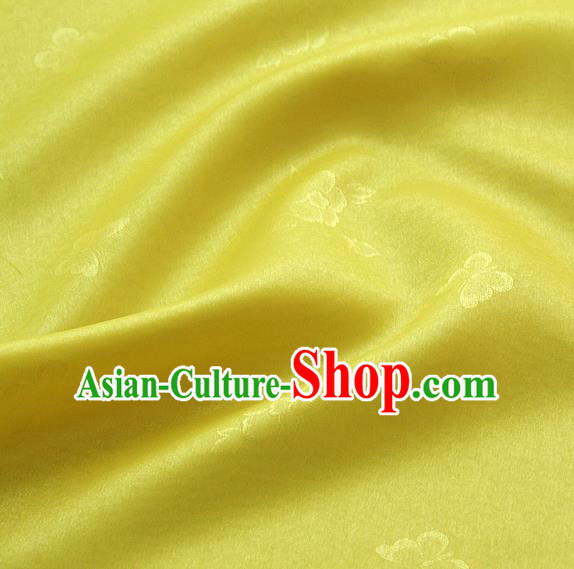 Asian Korean Traditional Lemon Yellow Tajung Fabric Classical Butterfly Pattern Silk Fabric Hanbok Thin Silk Material