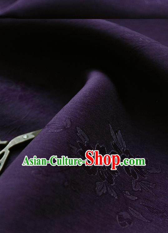 Asian Korean Traditional Deep Purple Tajung Fabric Classical Pattern Thin Tough Silk Fabric Hanbok Silk Material