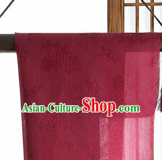 Asian Korean Traditional Wine Red Tough Silk Fabric Hanbok Silk Material