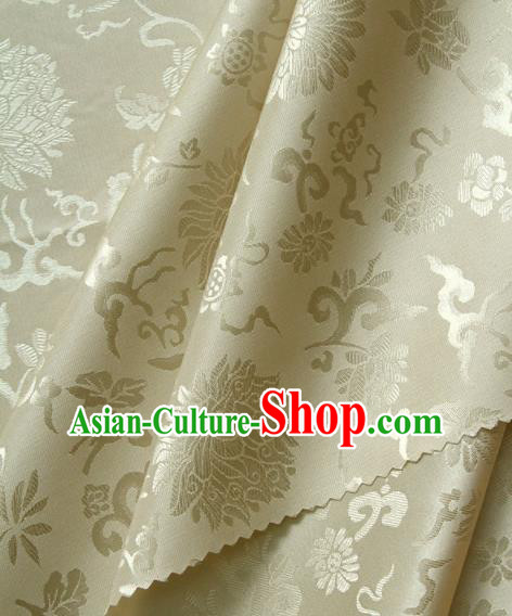 Asian Korean Traditional Palace Drapery Royal Pattern Golden Brocade Satin Fabric Silk Fabric Material