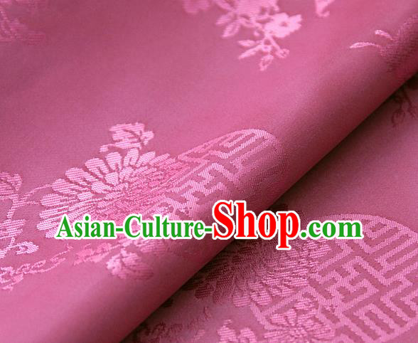 Asian Korean Ancient Costume Amaranth Brocade Traditional Palace Pattern Satin Fabric Silk Fabric Material
