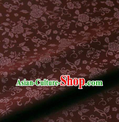 Asian Korean Ancient Costume Rust Red Brocade Traditional Palace Pattern Satin Fabric Silk Fabric Material