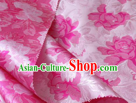 Asian Korean Classical Rosy Brocade Traditional Palace Pattern Satin Fabric Silk Fabric Material