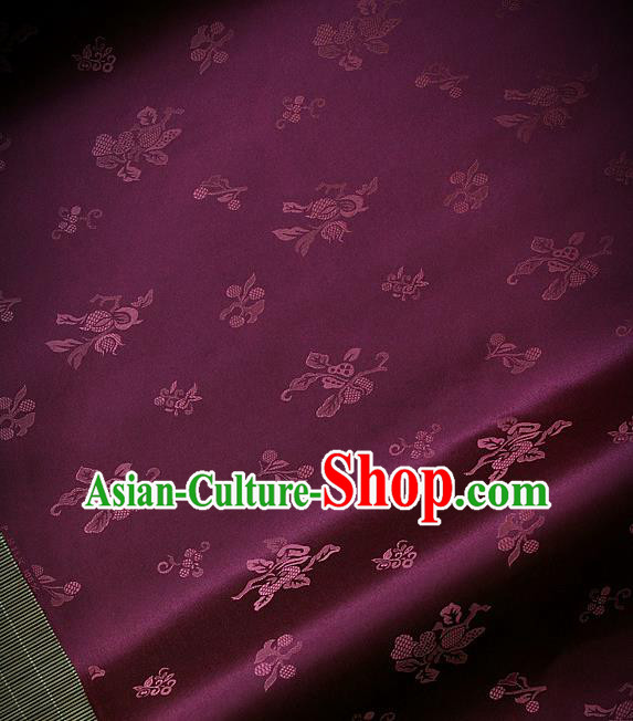 Asian Traditional Purple Satin Classical Pattern Drapery Korean Hanbok Palace Brocade Silk Fabric