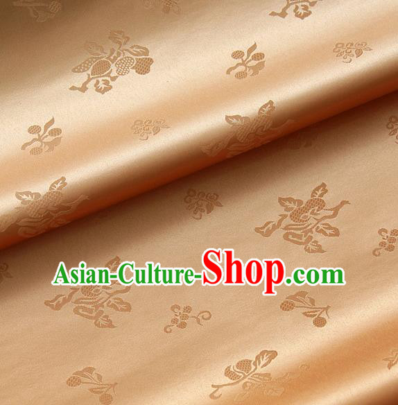 Traditional Asian Golden Satin Classical Pattern Drapery Korean Hanbok Palace Brocade Silk Fabric