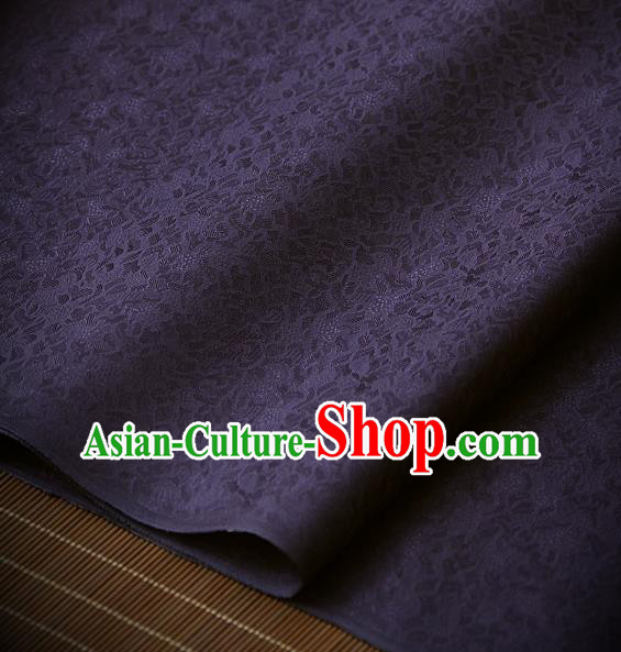 Traditional Asian Deep Purple Brocade Classical Pattern Drapery Korean Hanbok Palace Satin Silk Fabric